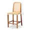 Baxton Studio Caspia MidCentury Modern Walnut Brown Mahogany Wood and Natural Rattan Counter Stool 212-12812-ZORO - alternate 3